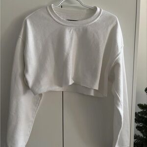 Women's White Cropped Sweatshirt